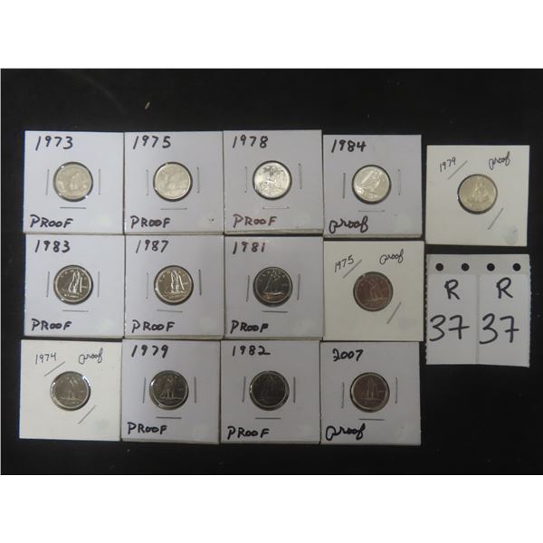 13 Canadian PROOF Dimes 1973-2007