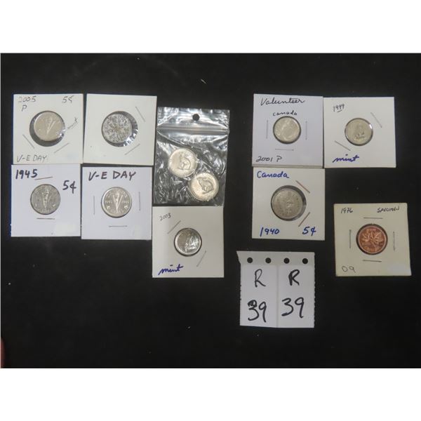 Canadian Coin Collection, 2-1967 Nickels, V-e Day Nickels, Specimen Penny