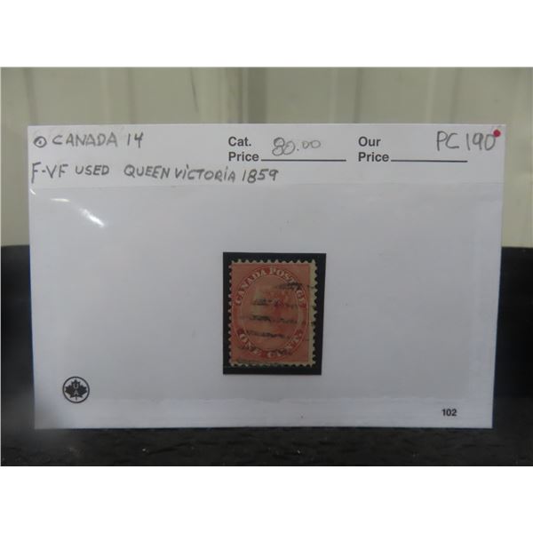 Canada F-VF Queen Victoria YR.1859 Used #14