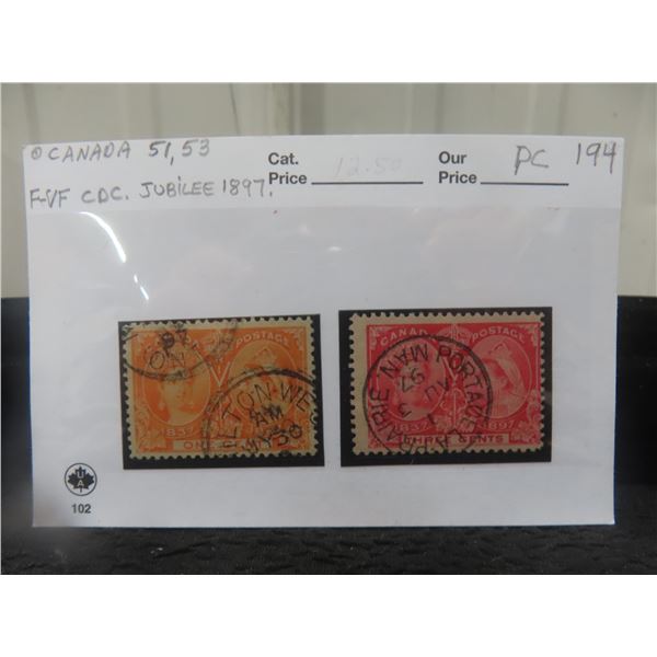 Canada 51, 53 F-VF C.D.C Jubilee YR.1897.