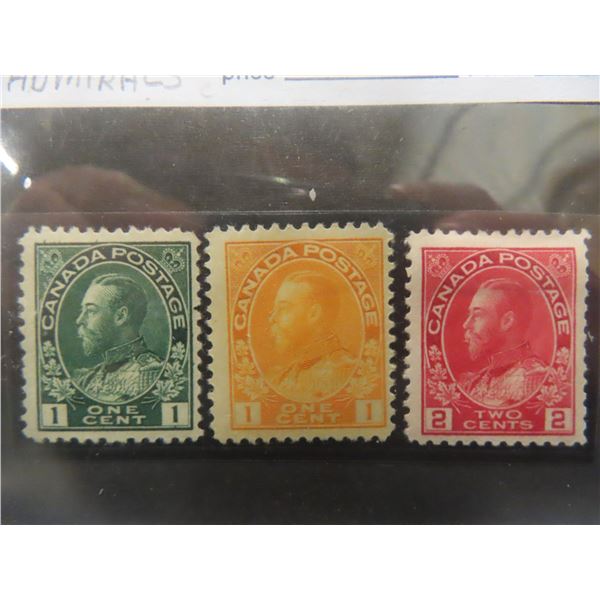 Canada 104,105,106 F-vf Mint King George V Admiral Issue 1911-22 yr.