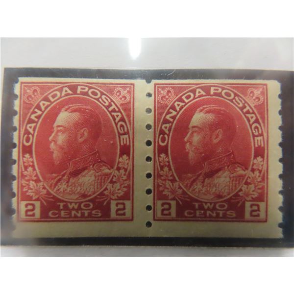 Canada 127 Fine Mint L.h. Coil Pair Perf 8 Vertical YR.1912.