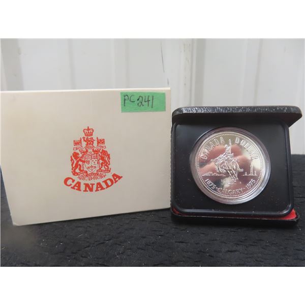 Canada 1975 Calgary Centennial Silver Dollar in Clamshell Case Proof