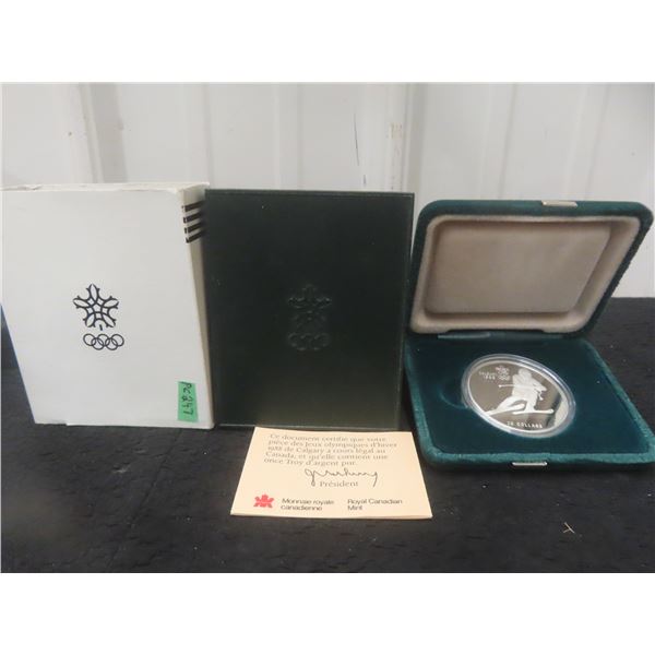Canada 1988 Calgary Winter Olympics $20.00 Downhill Skiing 34.17 Grams .925 Silver Proof