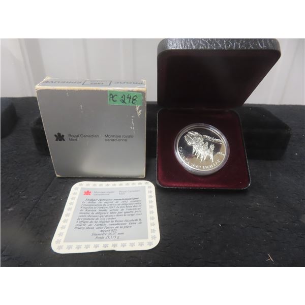Canada 1992 Kingston Stagecoach Silver Dollar 25.18 Grams .925 Silver Proof