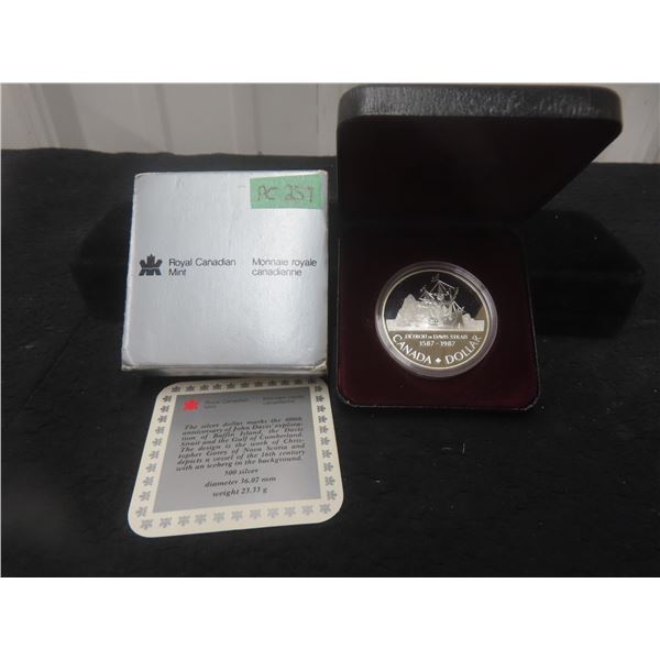 Canada 1987 John Davis Silver Dollar 23.33 Grams Proof.