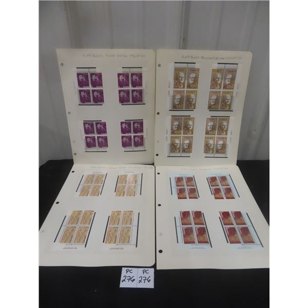 Canada Vfnh Mint Plate Blocks Shearne, Frontenac, Figure Skating, Drawing & More