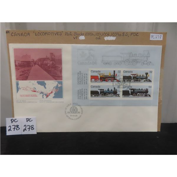 Canada Locomotives First Day Cover Souvenir Sheet YR.1984 V.f.