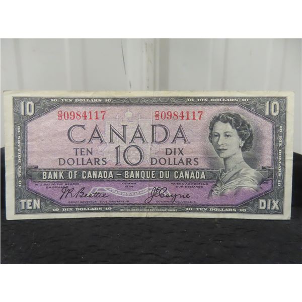 Canada 1954 Q.e.ii $10.00 Beattie-coyne Bank-note