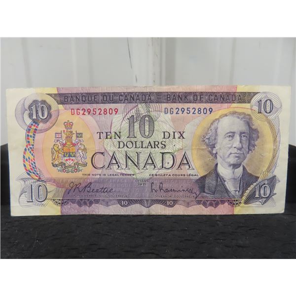 Canada 1971 J.a. Mcdonald $10.00 Beattie-rasminisky Bank-note