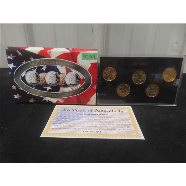 USA State Quarter Collection 2003 Gold 24KT. Layered C.o.a. Proof