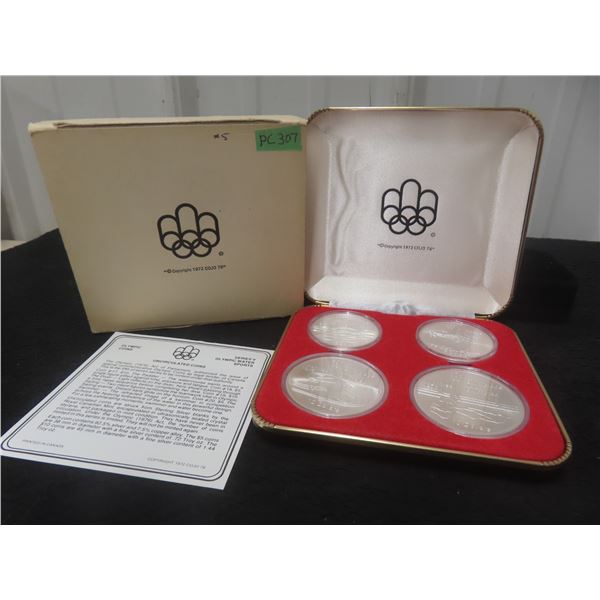 1976 Montreal Olympics 92.5% Sterling Silver Coin Set, 2 $5 & 2 $10, Diving & Swimming, 146g