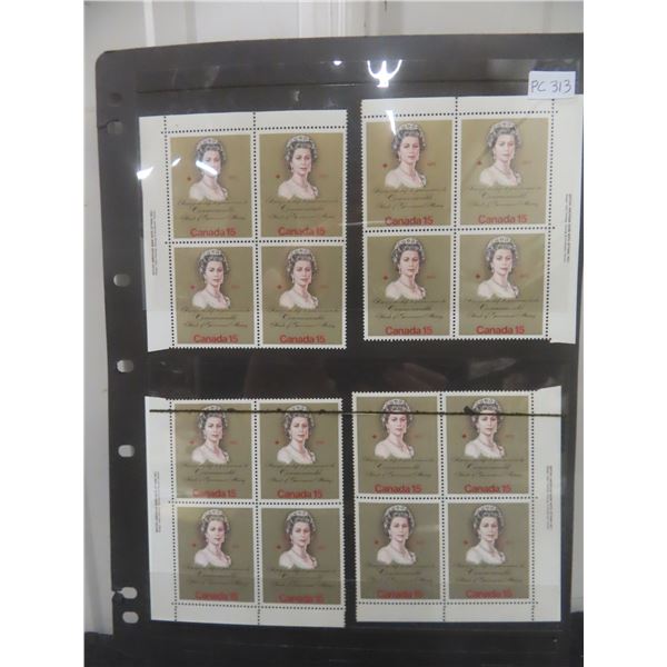Canada Royal Visit 1973 Matched Set Plate Blocks Vfnh