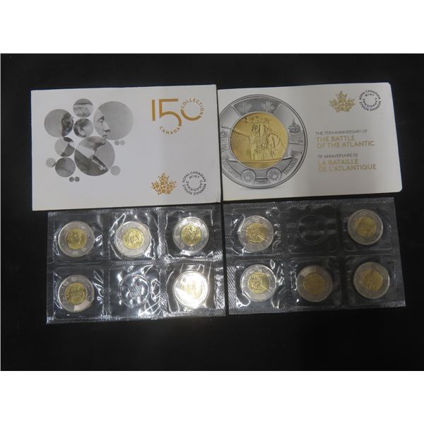 (2) $2 Coin Sets – 2016 75th Anniversary Of The Battle Of The Atlantic – 2015 – John A. Macdonald