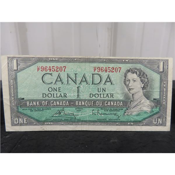 1954 Canadian $1 Bill Off Cut