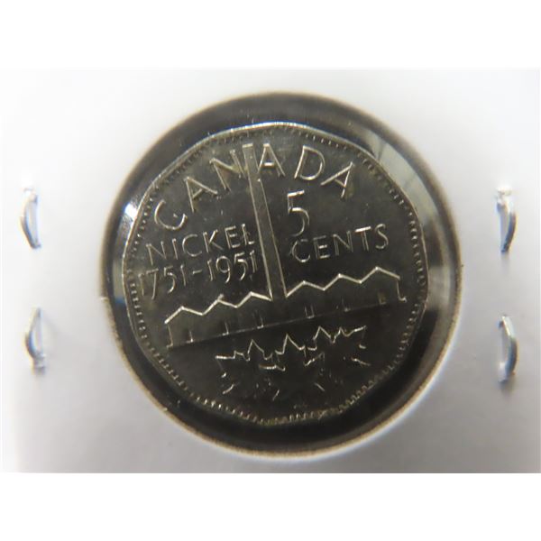 1951 Canadian 5¢ Coin