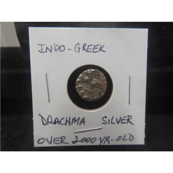 Indo-Greek Drachma Silver Coin Over 2000 Years Old