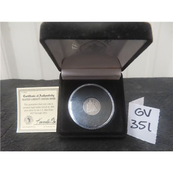 1891 U.S. Pure Silver Dime w/ COA