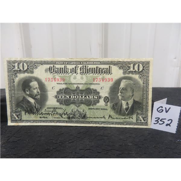 1914 Bank of Montreal $10 Bill