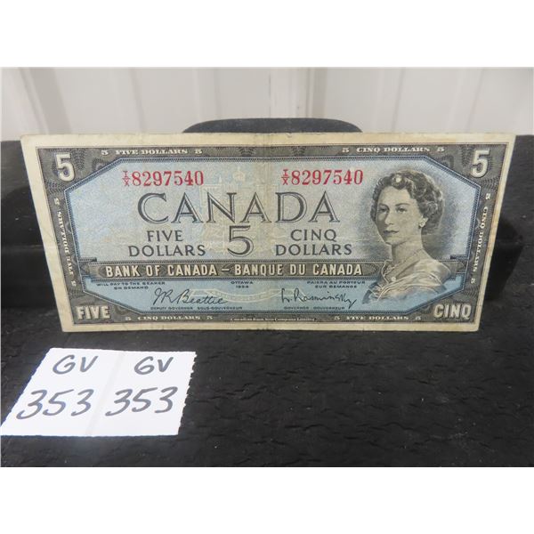 1954 Canadian $5 Bill