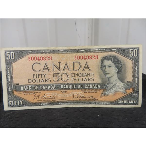 1954 Canadian $50 Bill, Good Shape