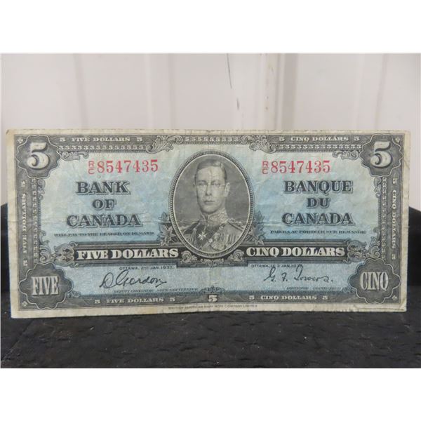 1937 Canadian $5 Bill