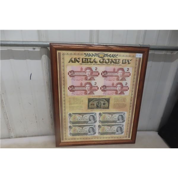 “An Era Gone By” Framed Display of Discontinued Canadian Bank Notes