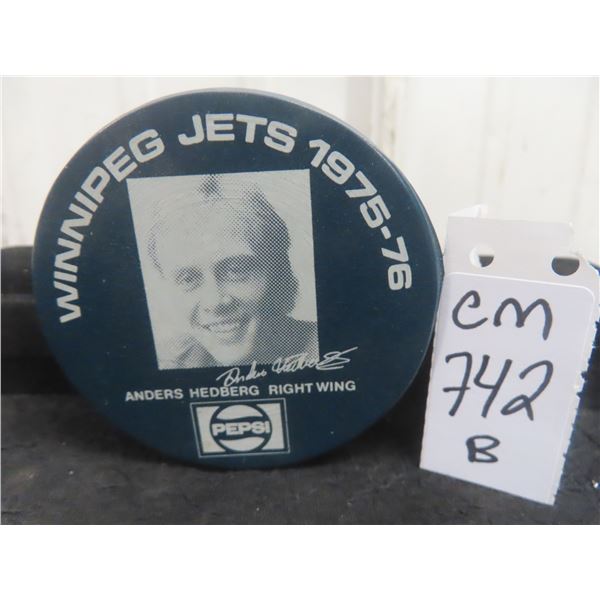 Anders Hedberg Winnipeg Jets WHA Pepsi Promotional Puck
