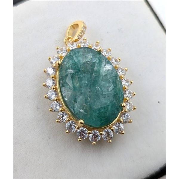 5.1 ct Certified Silver Emerald gemstone Pendant ($7,280 Appraisal)