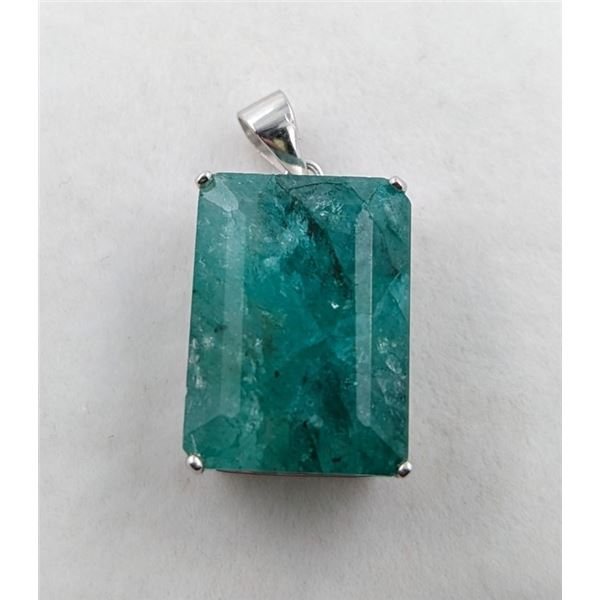 4.5 ct Certified Silver Emerald gemstone Pendant ($10,556 Appraisal)