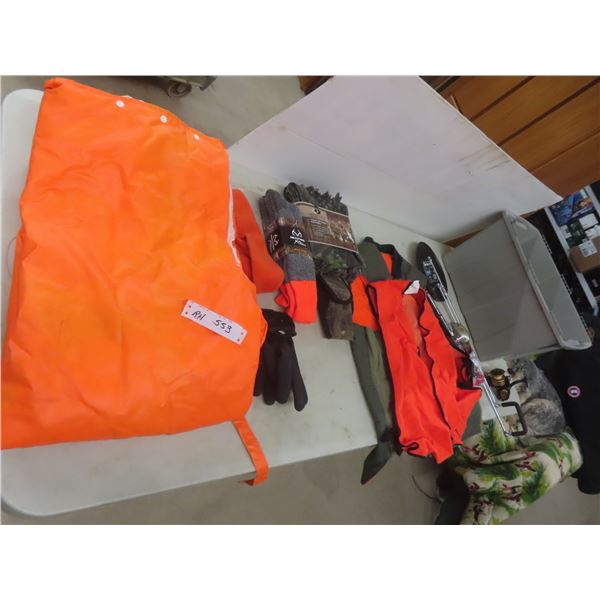 Hunting and Fishing Gear Including New Socks, Camo 3D Blind Material, One Shot 10" Skimmer, Legends