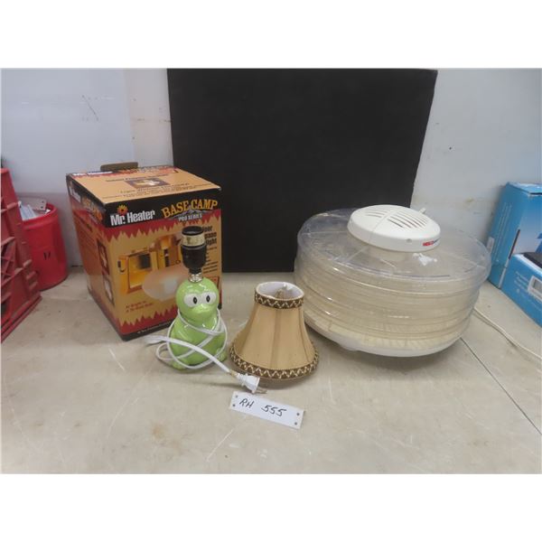 Food Dehydrator, New Mr. Heater Indoor Propane Gas Light, and Ceramic Bedside Lamp (9 1/2" High) Wi