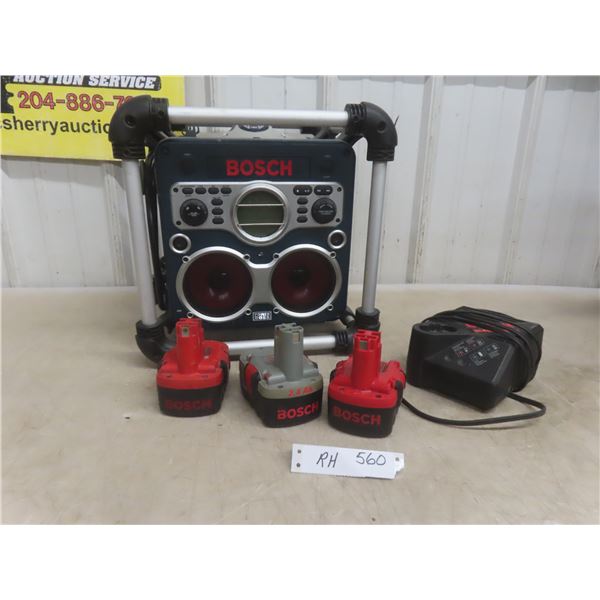Bosch Charger/Battery Bay Radio With 3 Bosch Batteries (18V, 14.4V, and 16V) and Charger