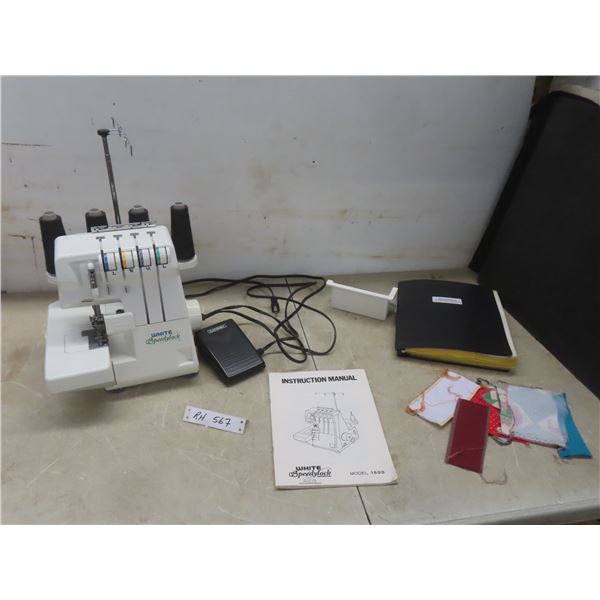 White Speedylock Serger Sewing Machine With Manual