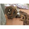 Image 3 : 3 Galvanized Gas Containers With Vintage Chain and Pulley