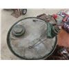 Image 9 : 3 Galvanized Gas Containers With Vintage Chain and Pulley