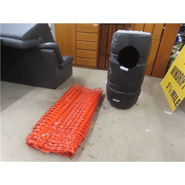 Poly Barrel With Snow Fence