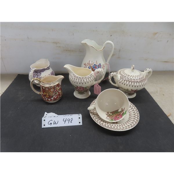 Arthur Street, Cobridge Myott & Son China, 4 Pieces, With Sadler Creamer and More