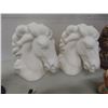 Image 3 : Shelf Decor Including Glass Paperweight, Horse Heads, Cake Servers, and More