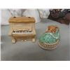 Image 7 : Shelf Decor Including Glass Paperweight, Horse Heads, Cake Servers, and More
