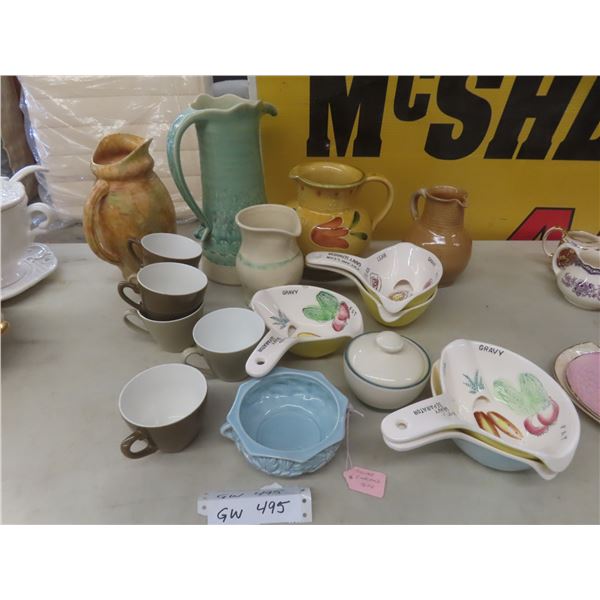 Vintage Ceramic Gravy Separator, Pitchers, Sugar Bowl, and More