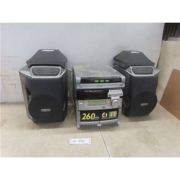 Philips Magnavox FW560C Mini Stereo (Dual Cassette, 3-CD, AM/FM) with 4 Speakers