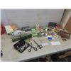 Image 1 : Sewing Notions Lot: Buttonhole Attachment, Pinking Shears, Scissors, Thread, Crochet Needles, and M