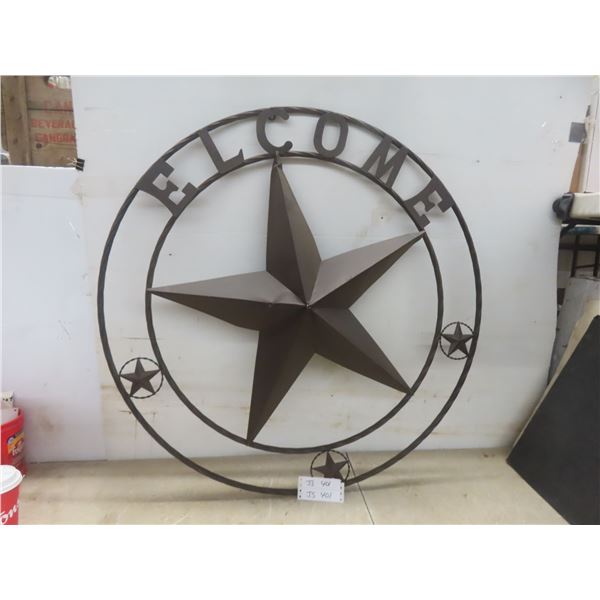 "Welcome" Sign, Missing the Letter W, 36" Diameter