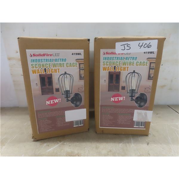 2 Industrial Retro Wire Cage Sconce Wall Lights (New or Store Return)