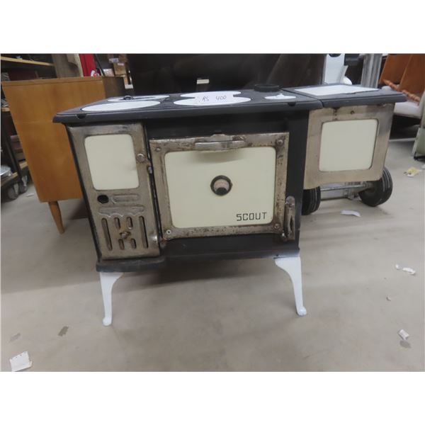 Decorative Scout Wood Stove, 28" x 38" x 23" (Fire Bricks Removed)