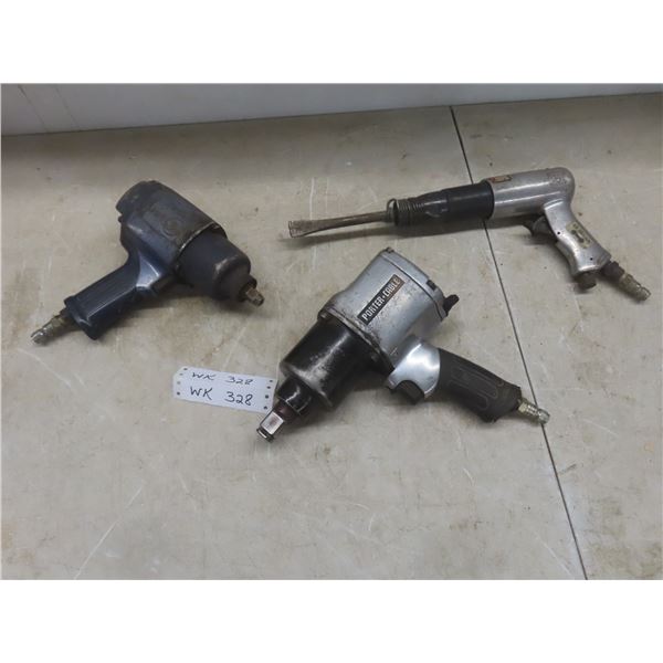 3 Air Tools Including Hammer and 2 Impact Wrenches (3/4" and 3/8")