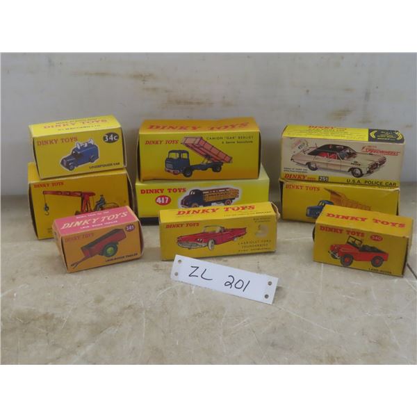 Nine Vintage Dinky Toy Empty Boxes