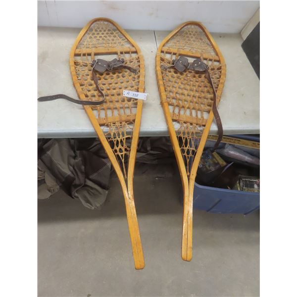 Vintage Snowshoes With Rawhide Webbing, 47" x 14"
