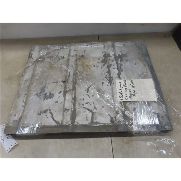 12 Antique Metal Ceiling Panels, Approx. 18" x 24"
